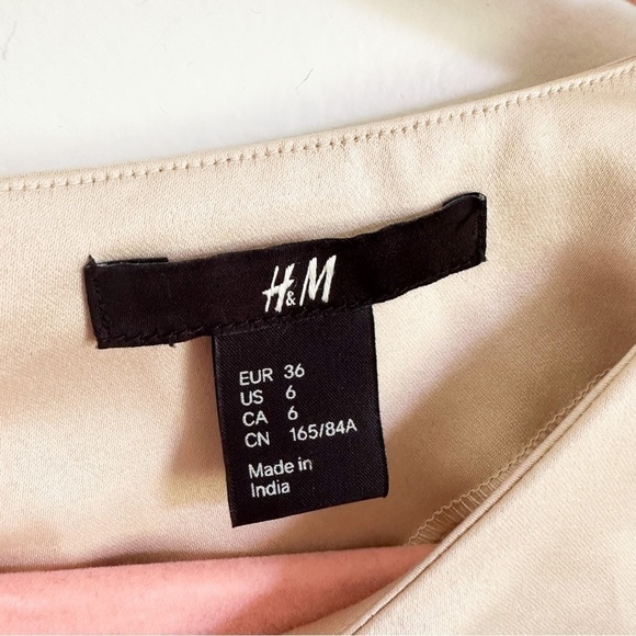 H&M Champagne and black Silky Mod Mini Dress sz 4 - Picture 6 of 6